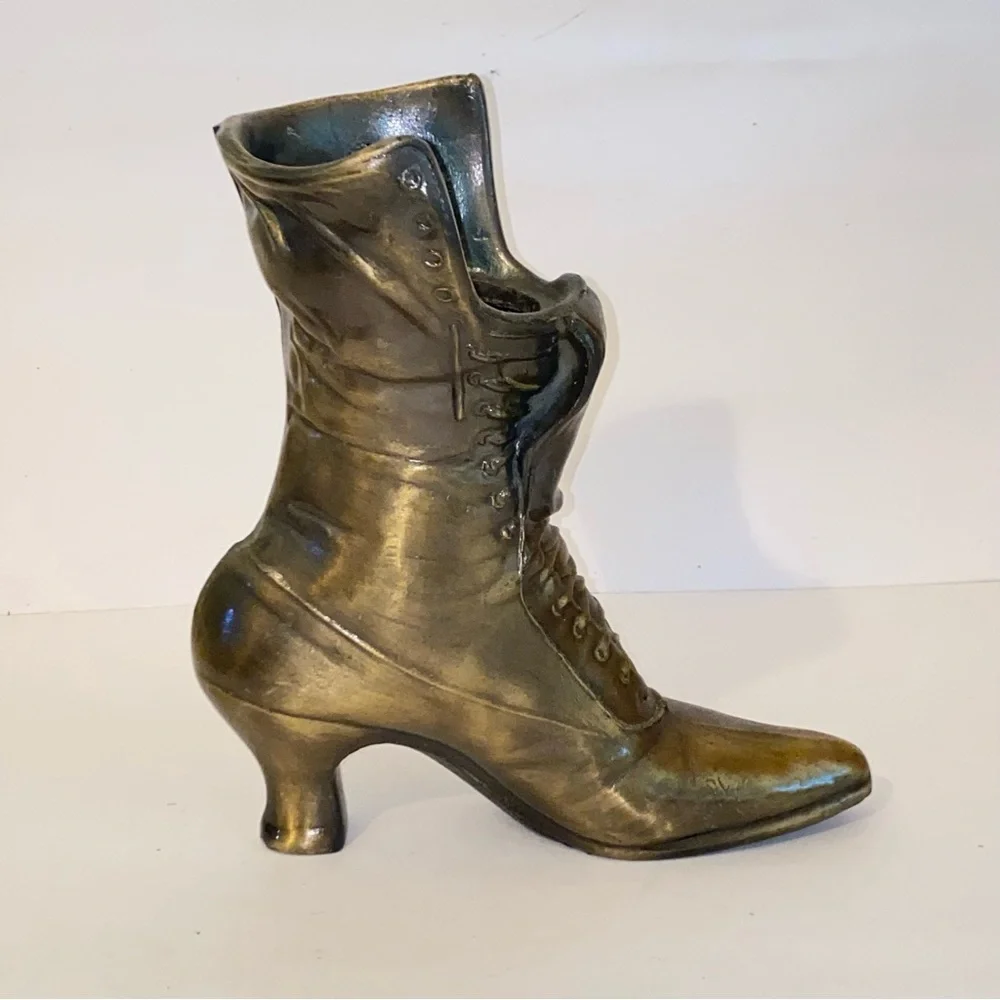 Vintage Cast Bronze Victorian Boot Planter - Picture 6 of 13